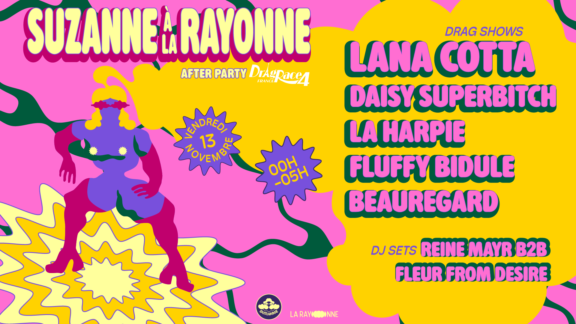 Affiche Night Club – Suzanne à la Rayonne : After Party Dragrace France en concert à La Rayonne